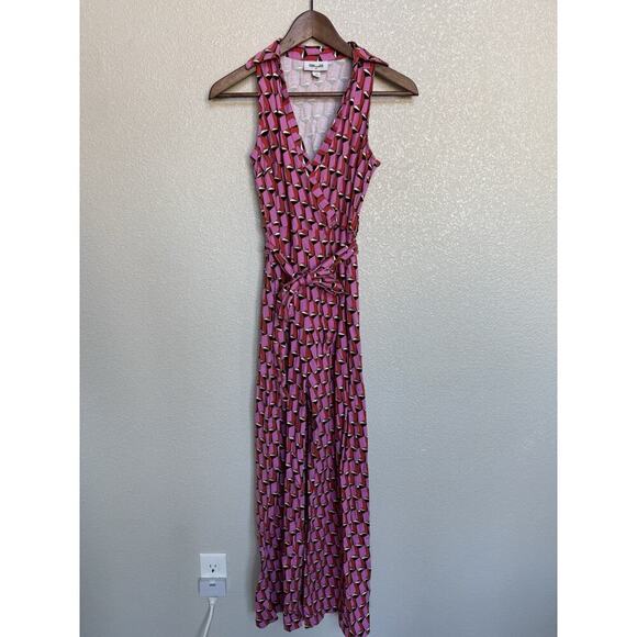 NEW Diane Von Furstenburg retro multi jumpsuit modern collared women's XS belted - Picture 1 of 7